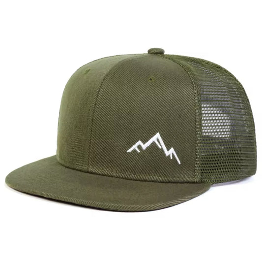 Snap- back Mountain Embroidered Net Hats for Spring Summer Outdoors Adjustable Baseball Caps