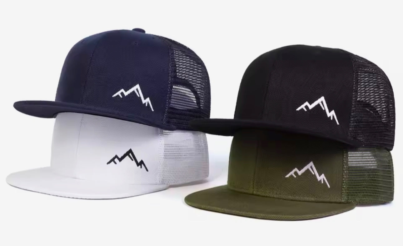 Snap- back Mountain Embroidered Net Hats for Spring Summer Outdoors Adjustable Baseball Caps