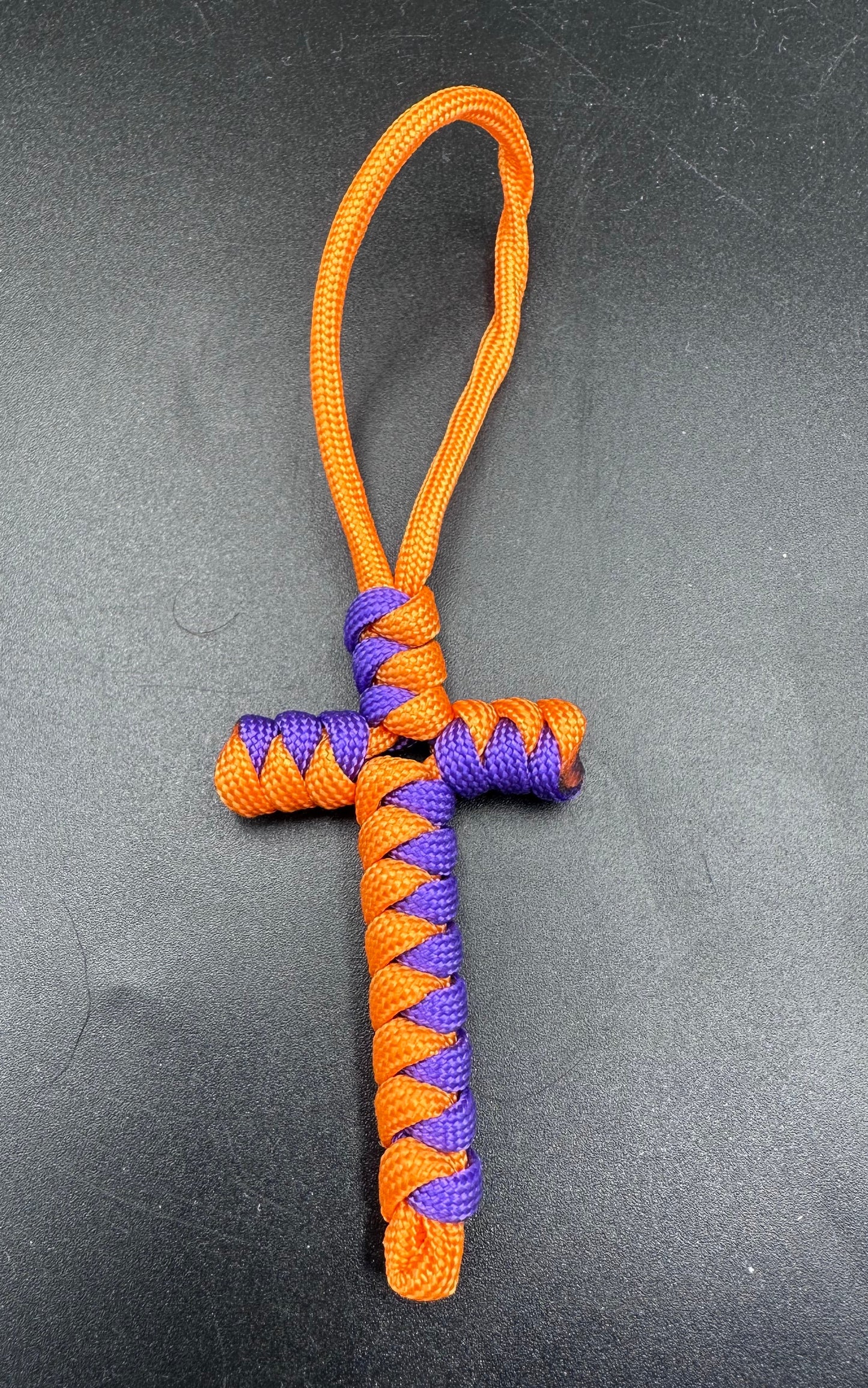 Paracord Cross Keyring, Bag Attachment, Handmade Crucifix, Hand Made lanyards (halloween editions)