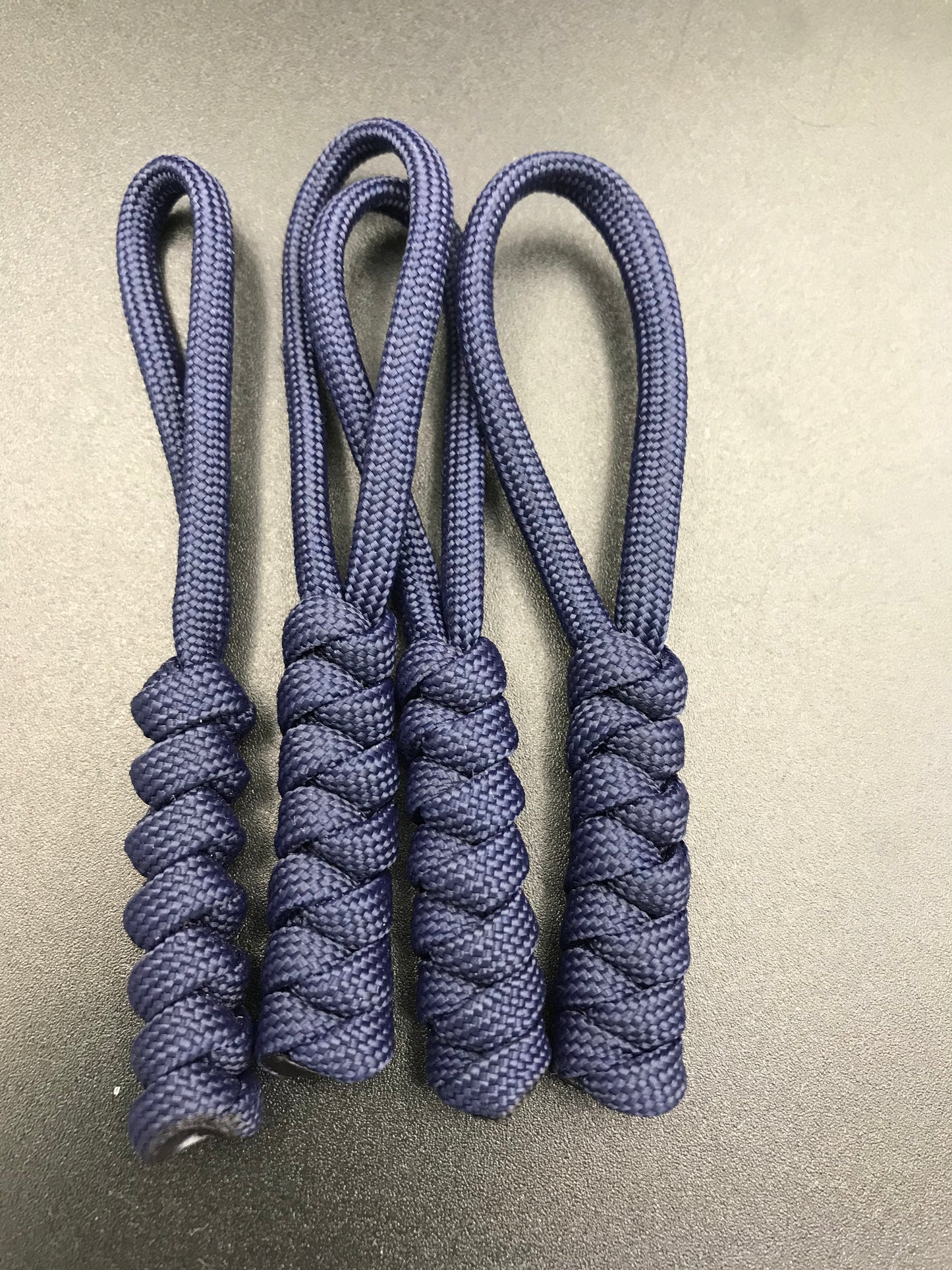 Paracord zip pulls in navy Blue (4 pack) light weight and strong and handmade in U.K.