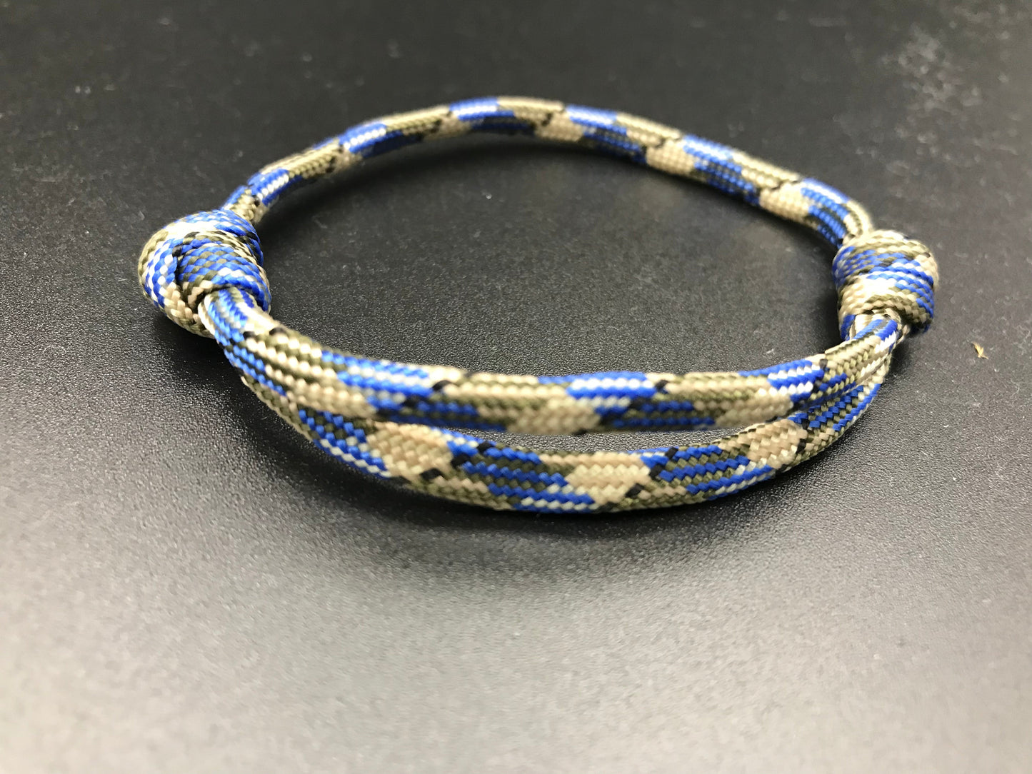 Paracord friendship bracelet in blue & grey camo fully adjustable and light weight