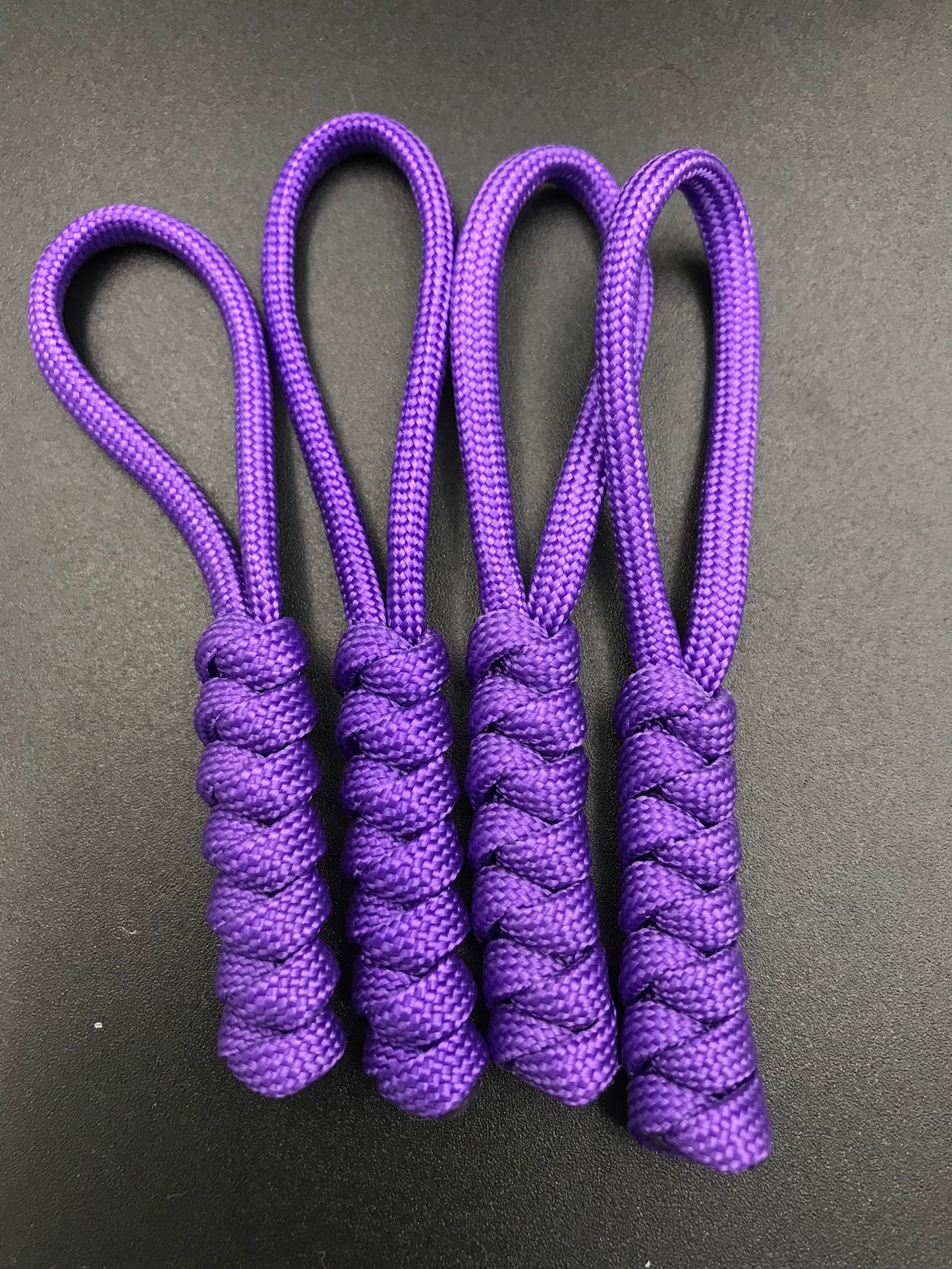 Paracord zip pulls in purple (4 pack) hand made in U.K.