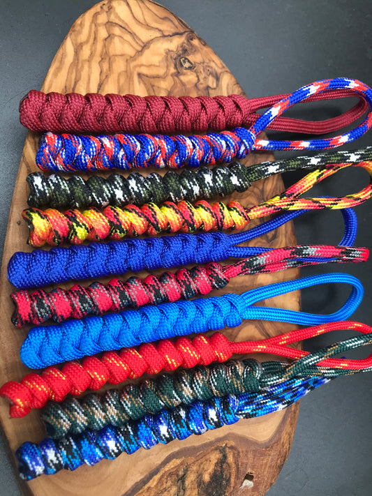 Our variety of hand made Paracord lanyards for edc items, torches, keys