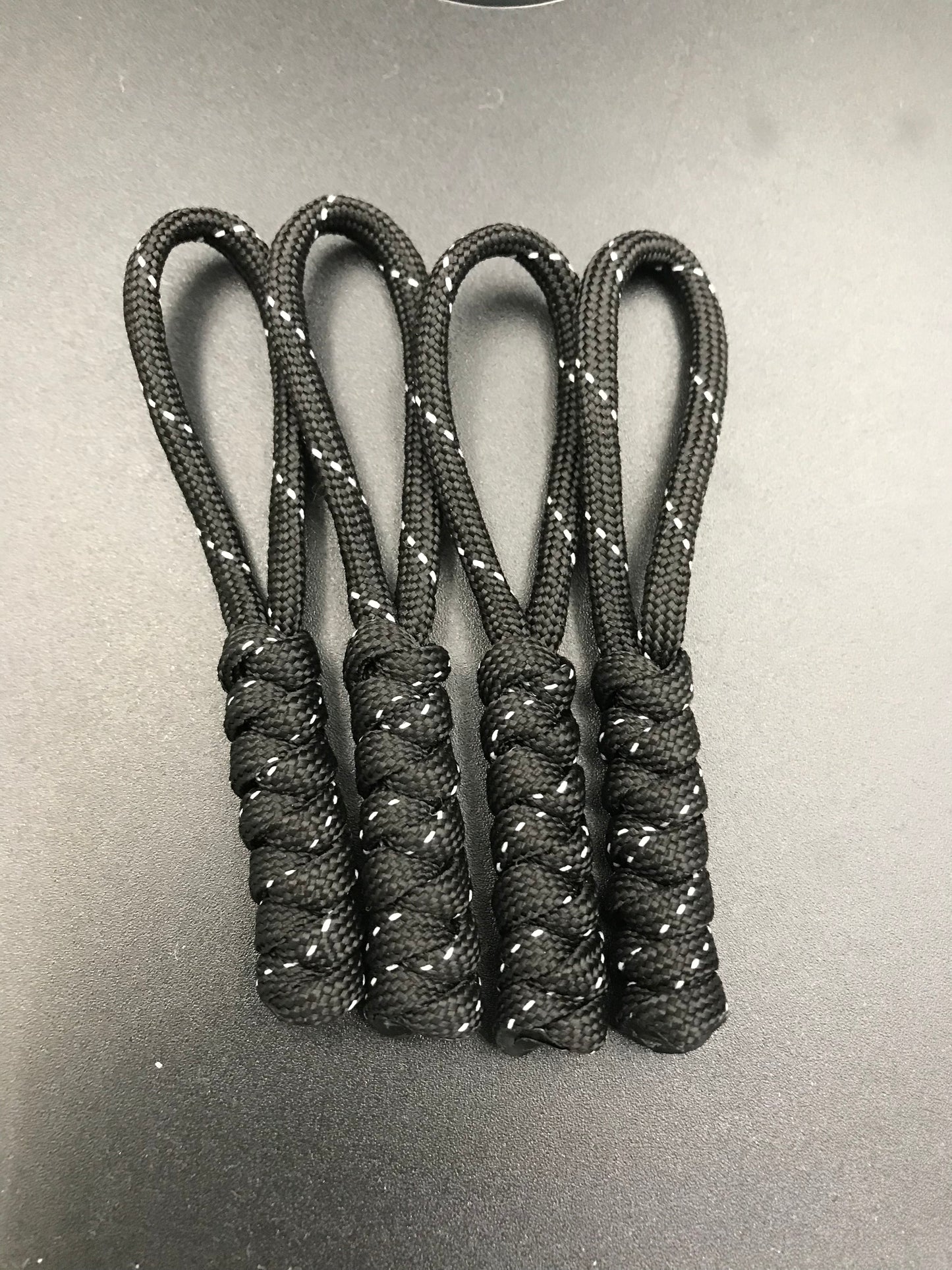 Paracord zip pulls in tactical black (4 pack) hand made in U.K.