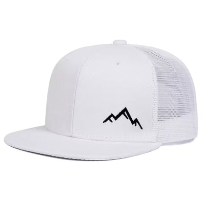 Snap- back Mountain Embroidered Net Hats for Spring Summer Outdoors Adjustable Baseball Caps