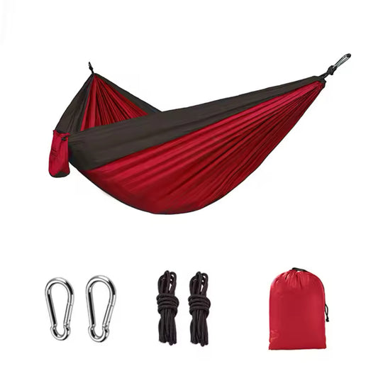 Lightweight camping hammock high strength parachute nylon hanging bed in red