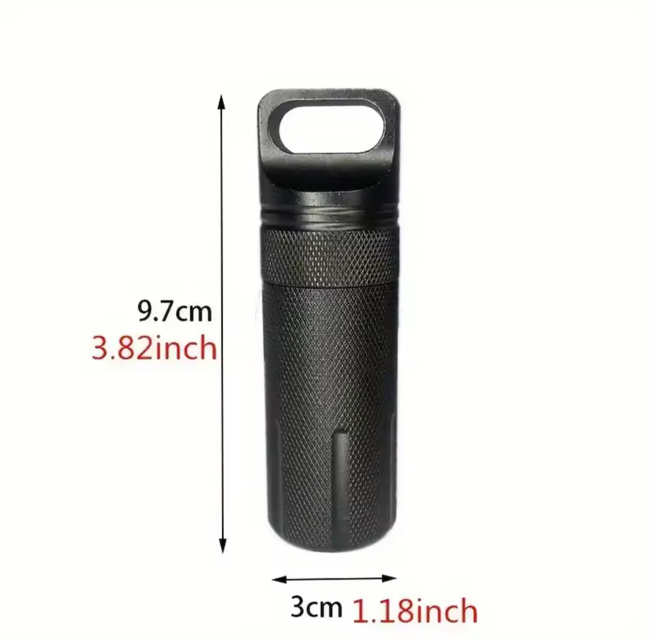 Black aluminium pill pot container waterproof camping storage
