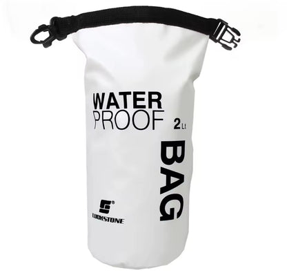 2 litre waterproof dry bag compact swimming hiking equipment in white
