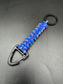 Tactical EDC Paracord keyring with triangle clip and key ring in Patriot Blue coloured shark jaw weave 