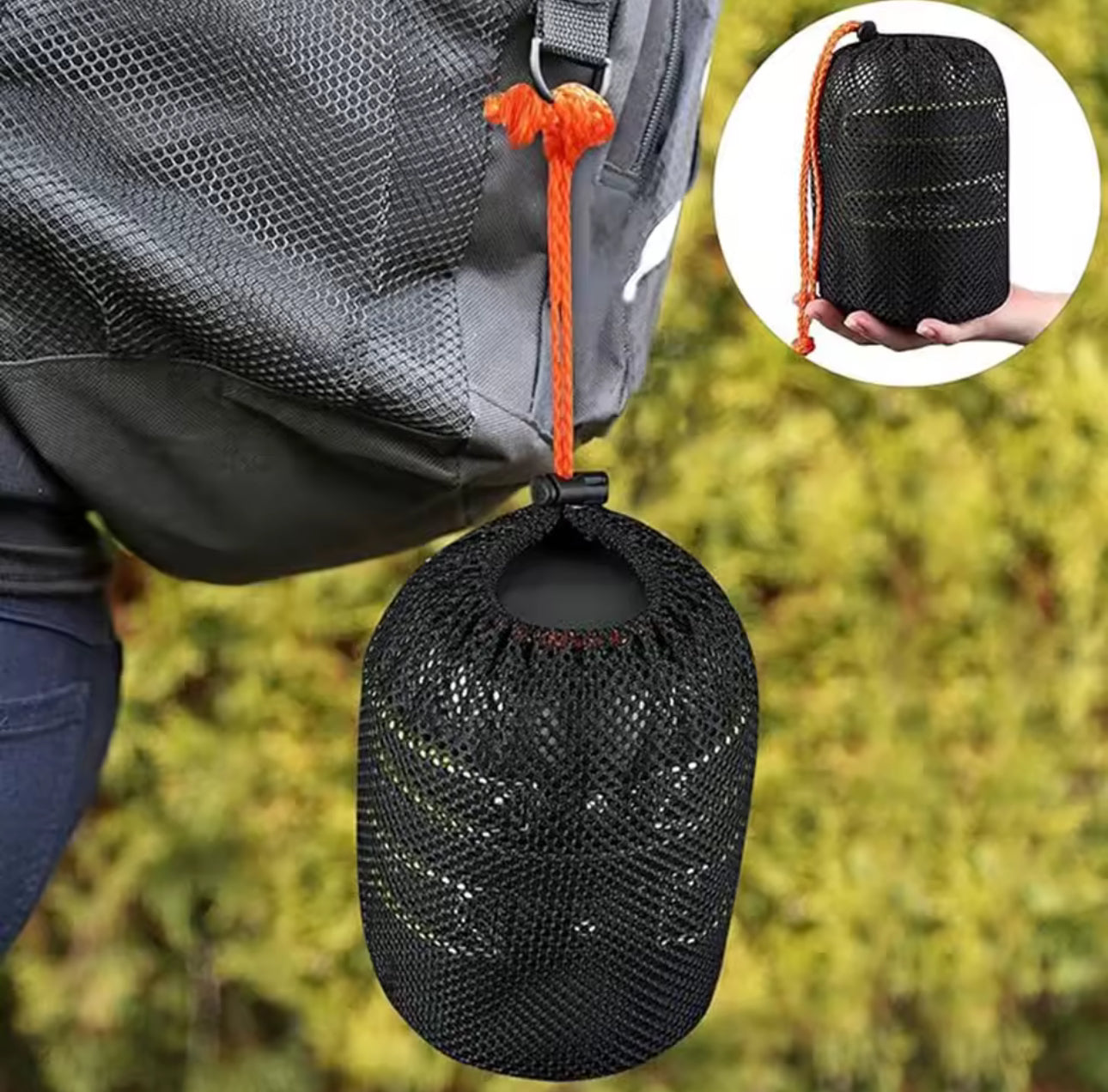 Outdoor camping cooking pot set portable backpacking gear drawstring bag