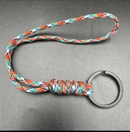 Paracord snake Knott lanyard with black split Ring