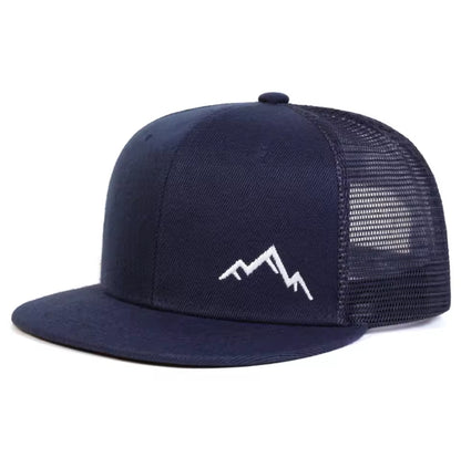 Snap- back Mountain Embroidered Net Hats for Spring Summer Outdoors Adjustable Baseball Caps