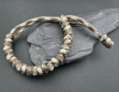 Paracord survival bracelets in cookies & creme lightweight handmade snake knott design U.K.