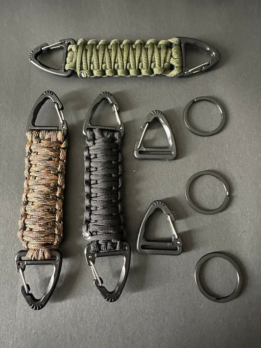 Our Tactical army style triangle double endend clips for EDC molle bags, these Attachments come in a wide range of colours all handmade here by our team