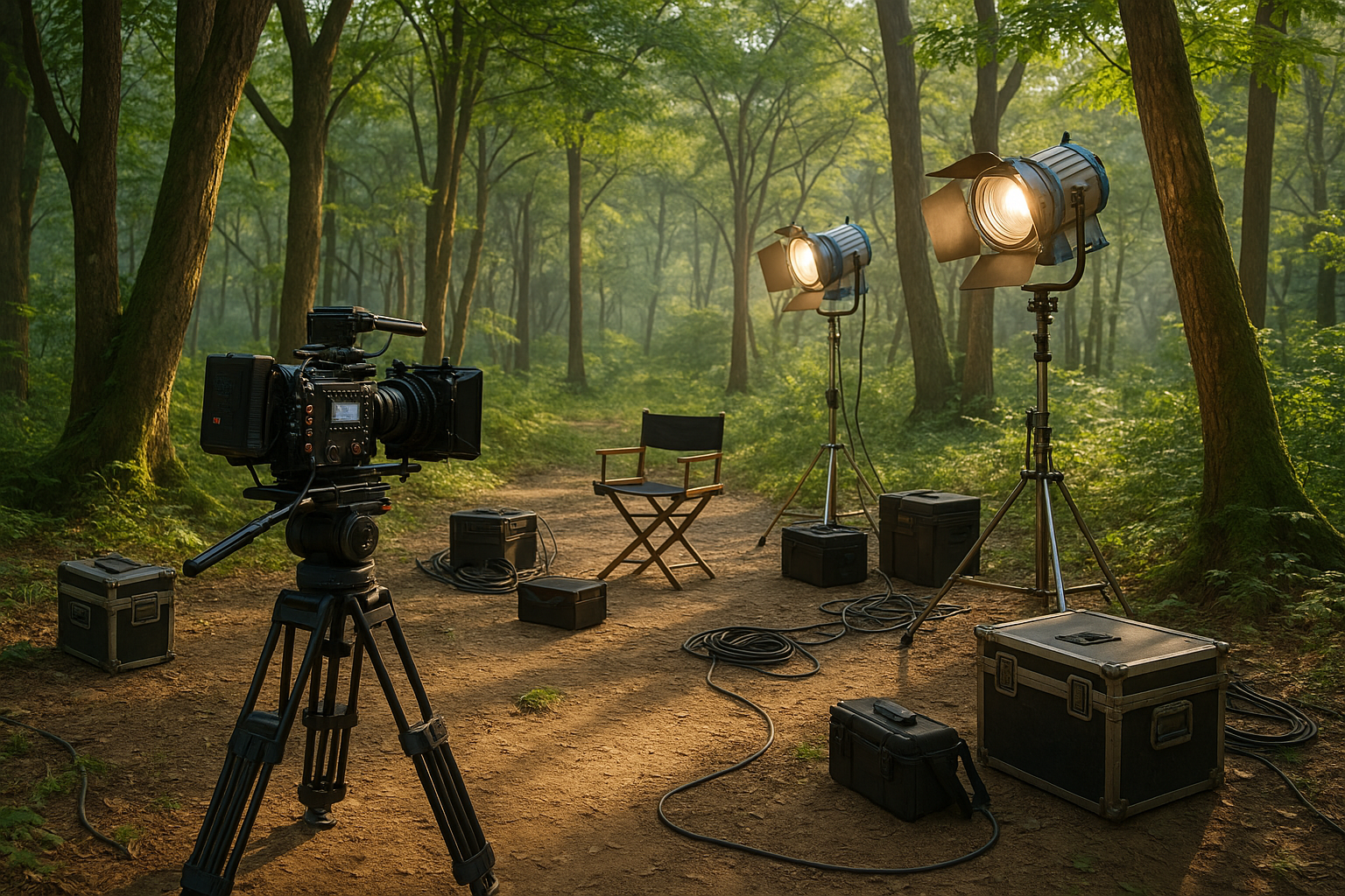 Woodland movie set behind the scenes