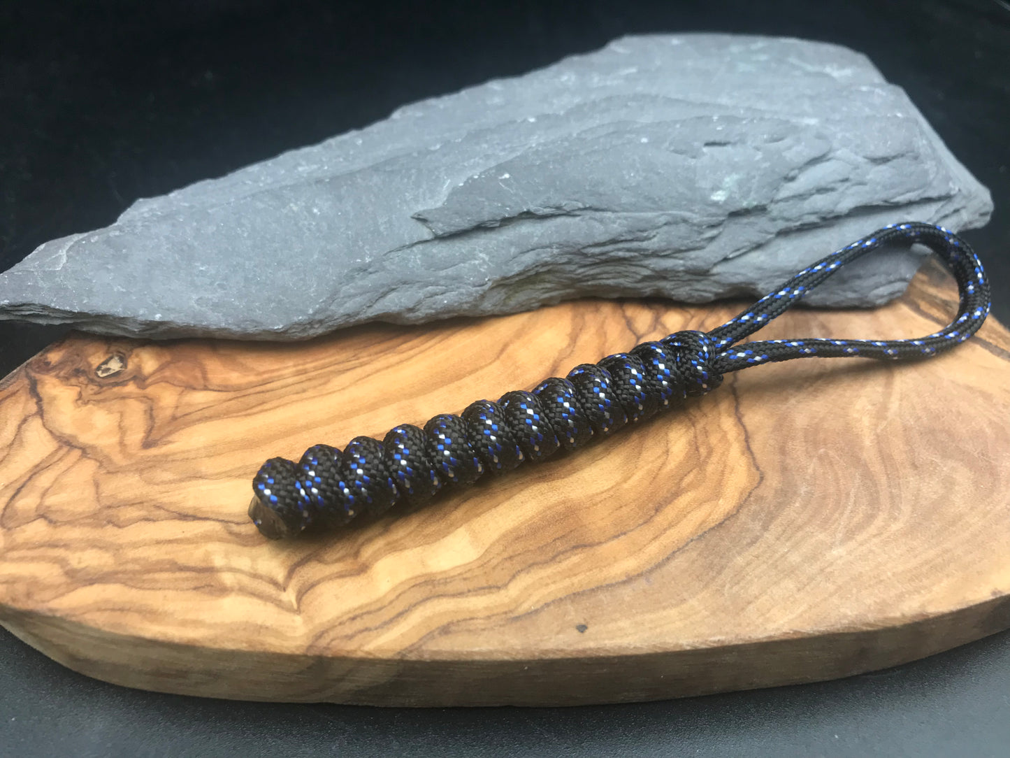 Hand made Paracord lanyard in Midnight blue sky coloured snake knot design