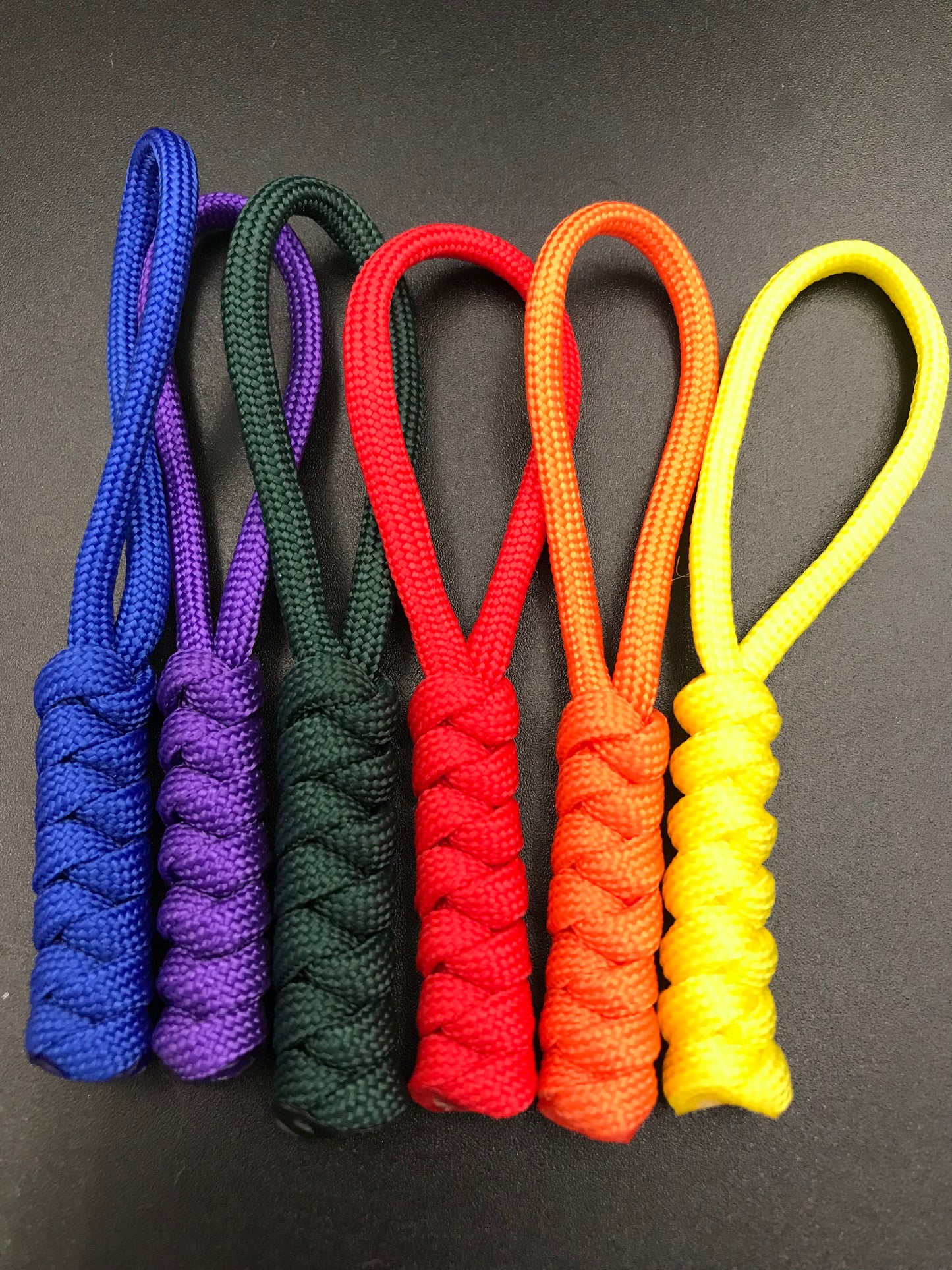 Paracord zip pulls (6 pack) in pride flag colours hand made in U.K. 