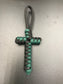 Handmade Paracord cross crucifix pendant in Black and emerald green 
