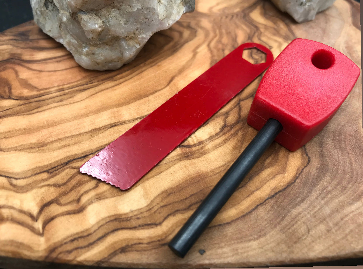 Ferocium rod Fire starter in Red with red spark scraper