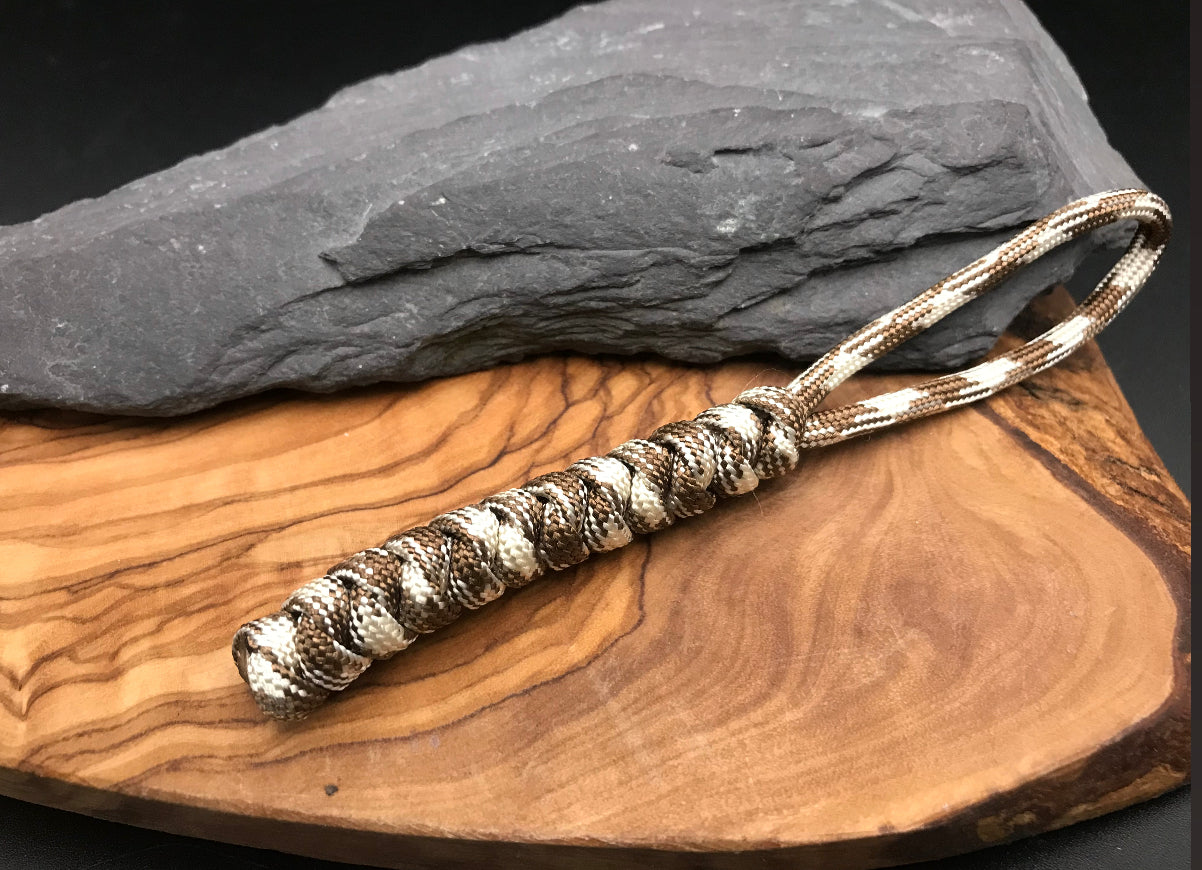 Hand made Paracord lanyard in Beige and light brown colour snake knot design