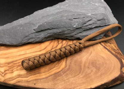 Paracord EDC multi tool - torch and keys lanyard 
Hand made Paracord lanyard in Kaki brown coloured Paracord and woven in the serpent snake knot design