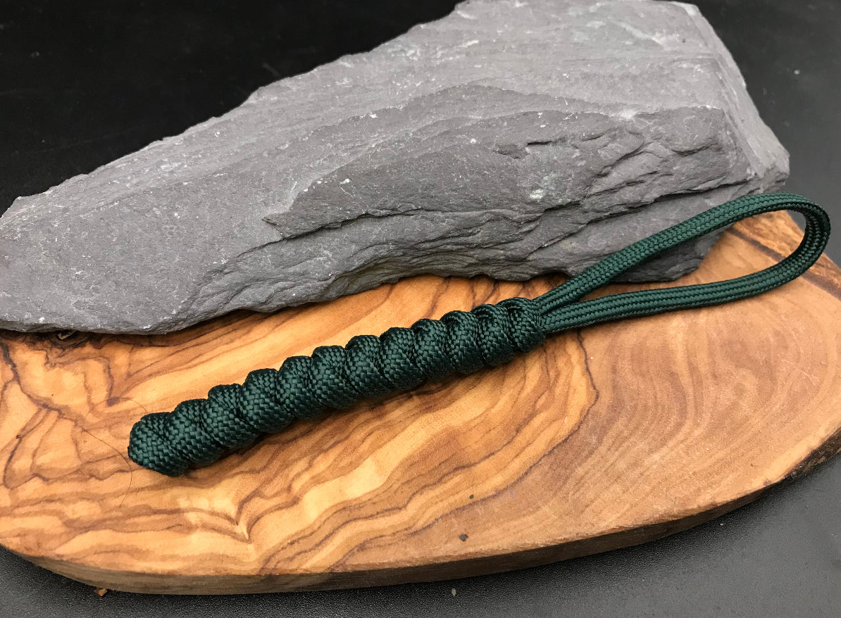 Hand made Paracord lanyard in emerald Green coloured snake knot design