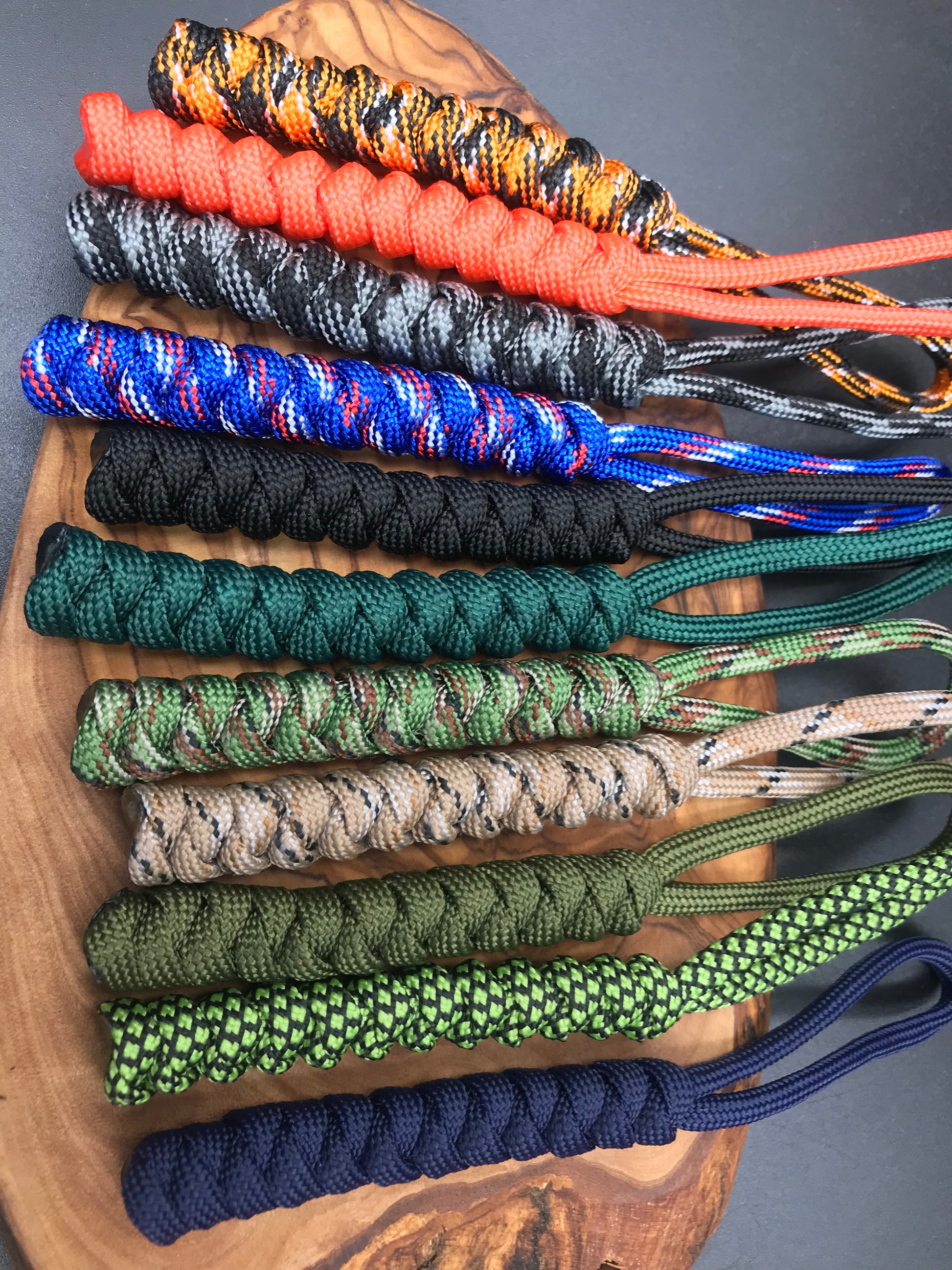 Part of our selection of hand made Paracord lanyards designed for your edc tools, torches , keys and survival items