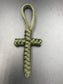 Handmade Paracord cross crucifix pendant in Army olive green