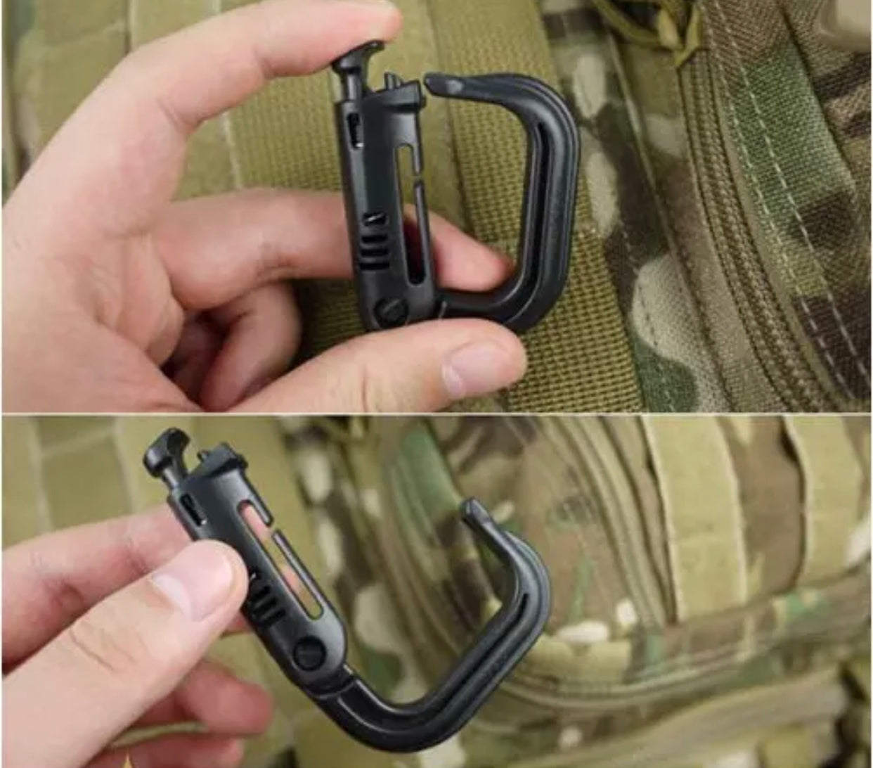 Tactical bag molle D ring attachment