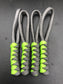 Paracord zip pulls in grey and neon green (4 pack) light weight, strong and hand crafted in U.K