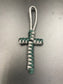 Handmade Paracord cross crucifix pendant in Grey and emerald green