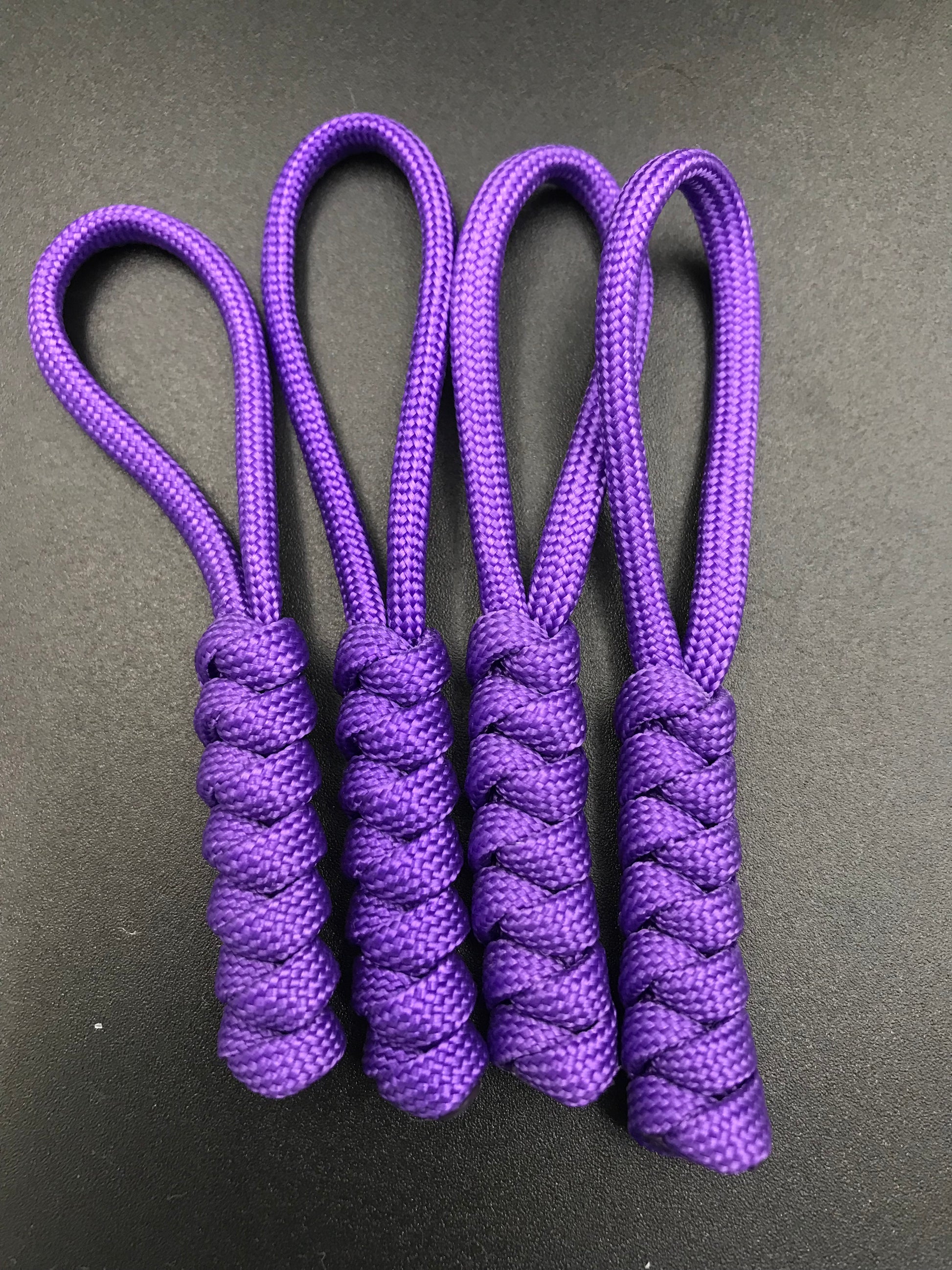 Paracord zip pulls in purple (4 pack) hand made in U.K. 