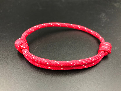 Paracord friendship bracelet In red and silver fleck fully adjustable