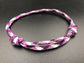 Friendship bracelet in purple white and black lightweight and adjustable 