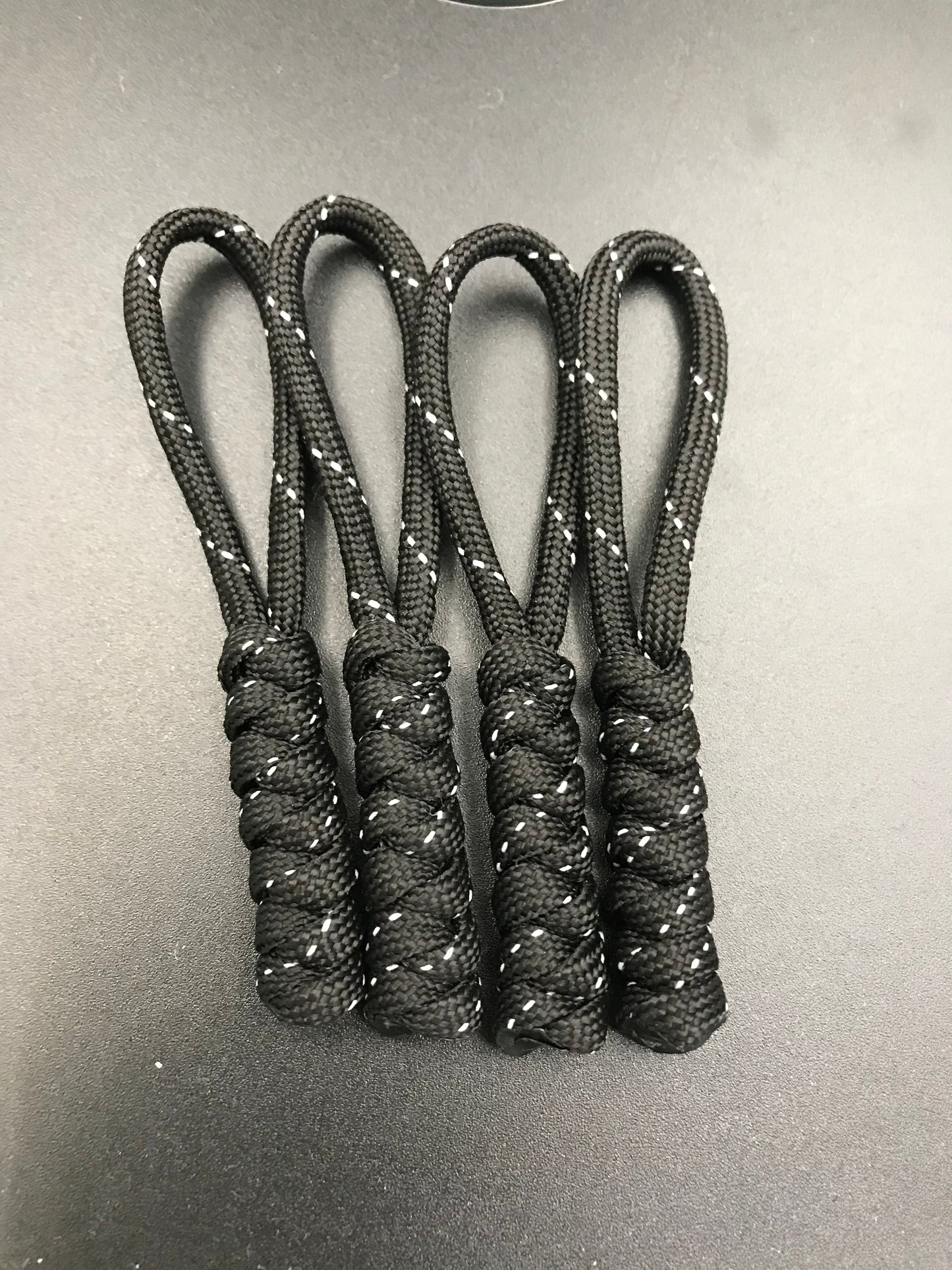 Paracord zip pulls in tactical black (4 pack) hand made in U.K. 