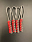 Paracord zip pulls in anthracite grey and pheonix Red (light grey and red with yellow flecks) (4 pack) hand made light weight  in U.K. 