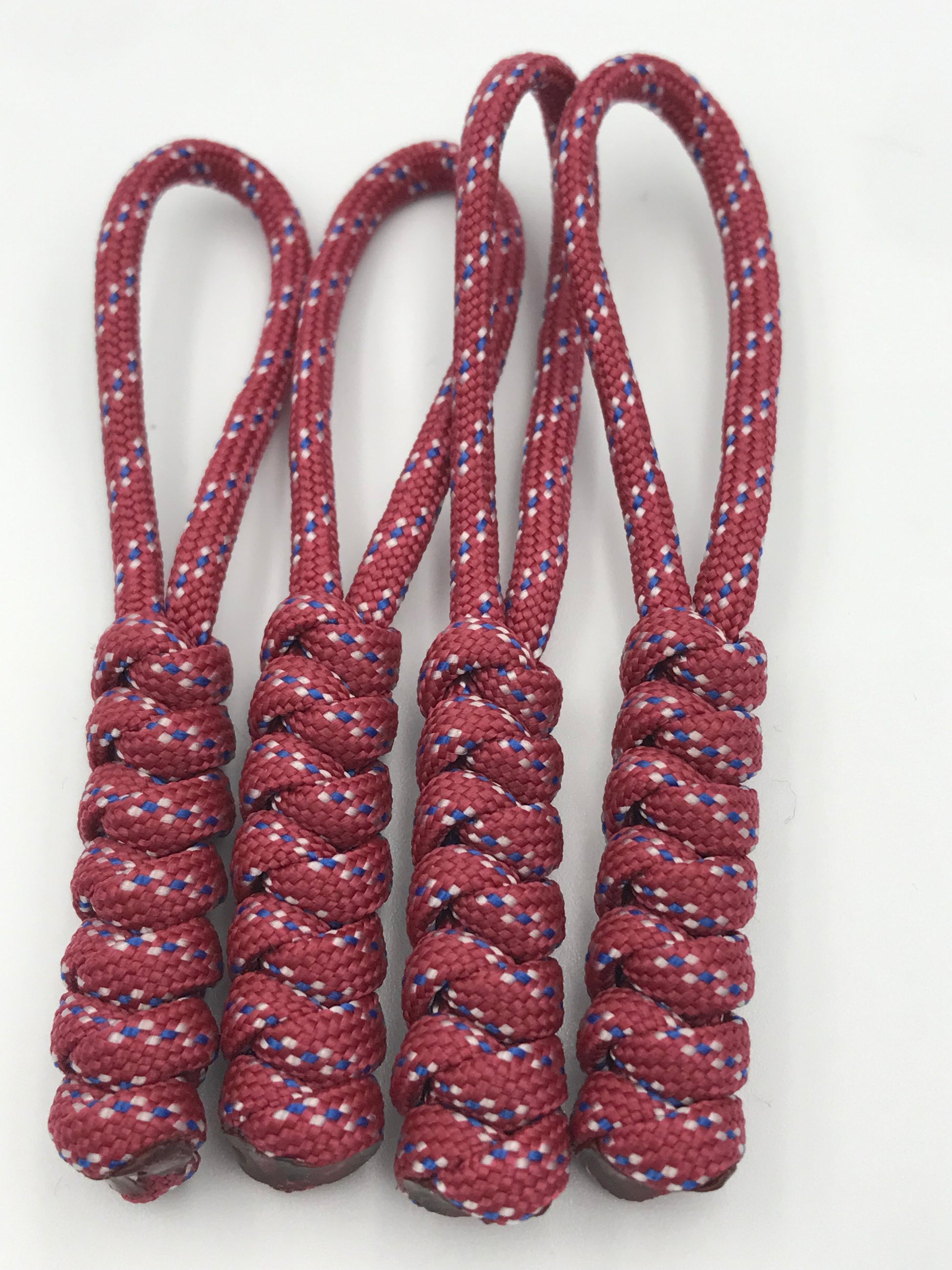 paracord zipper pull - red diamonds on black with black and red