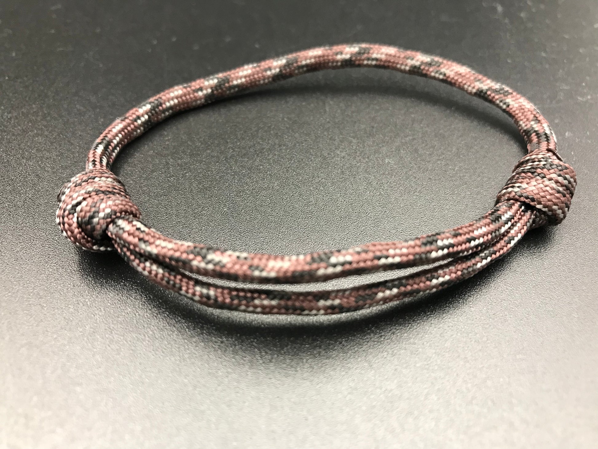 Paracord friendship bracelet In burnt hickory brown ( woody browns black and white) light weight and adjustable